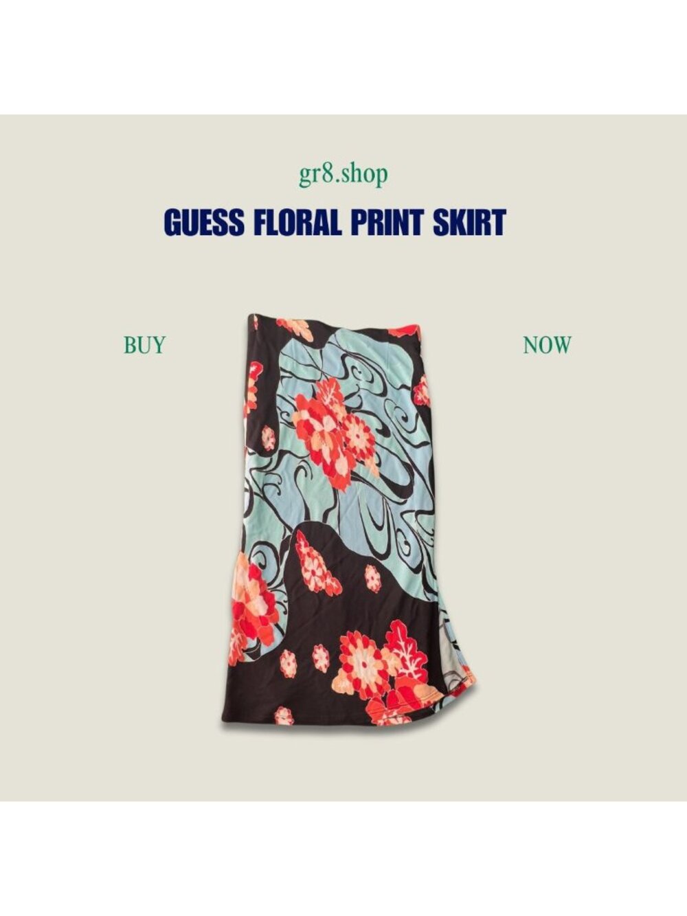 Guess Womens XS Floral Print Skirt Black Red Multi-Color Midi Length